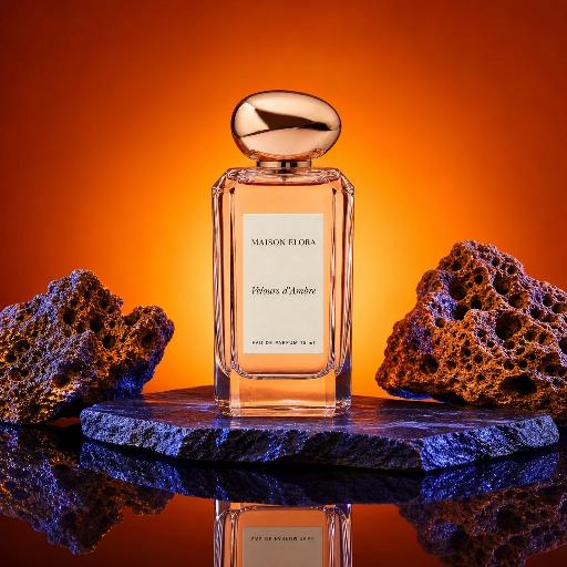 Amber glow and sea rock scene