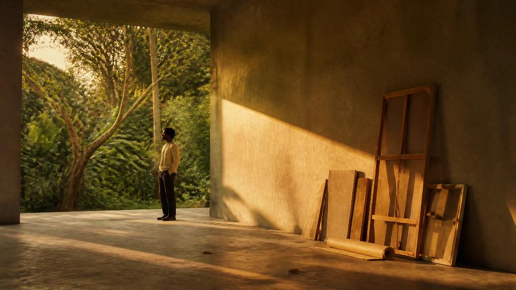 Painter's porch in late sun scene, an example shot