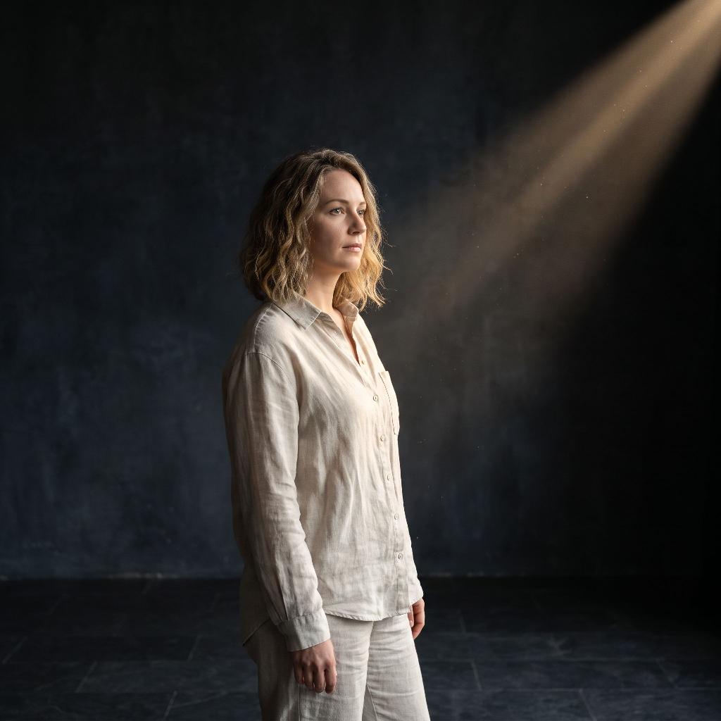 Low-key chiaroscuro studio scene