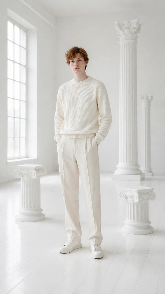 White loft with plaster columns scene, an example shot