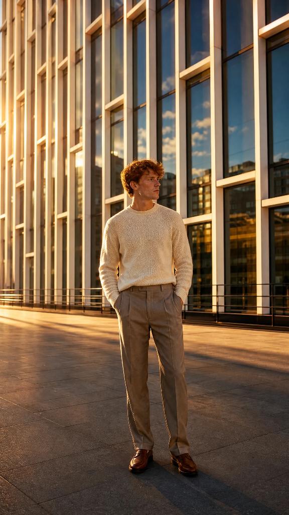 Glass facade at golden hour scene