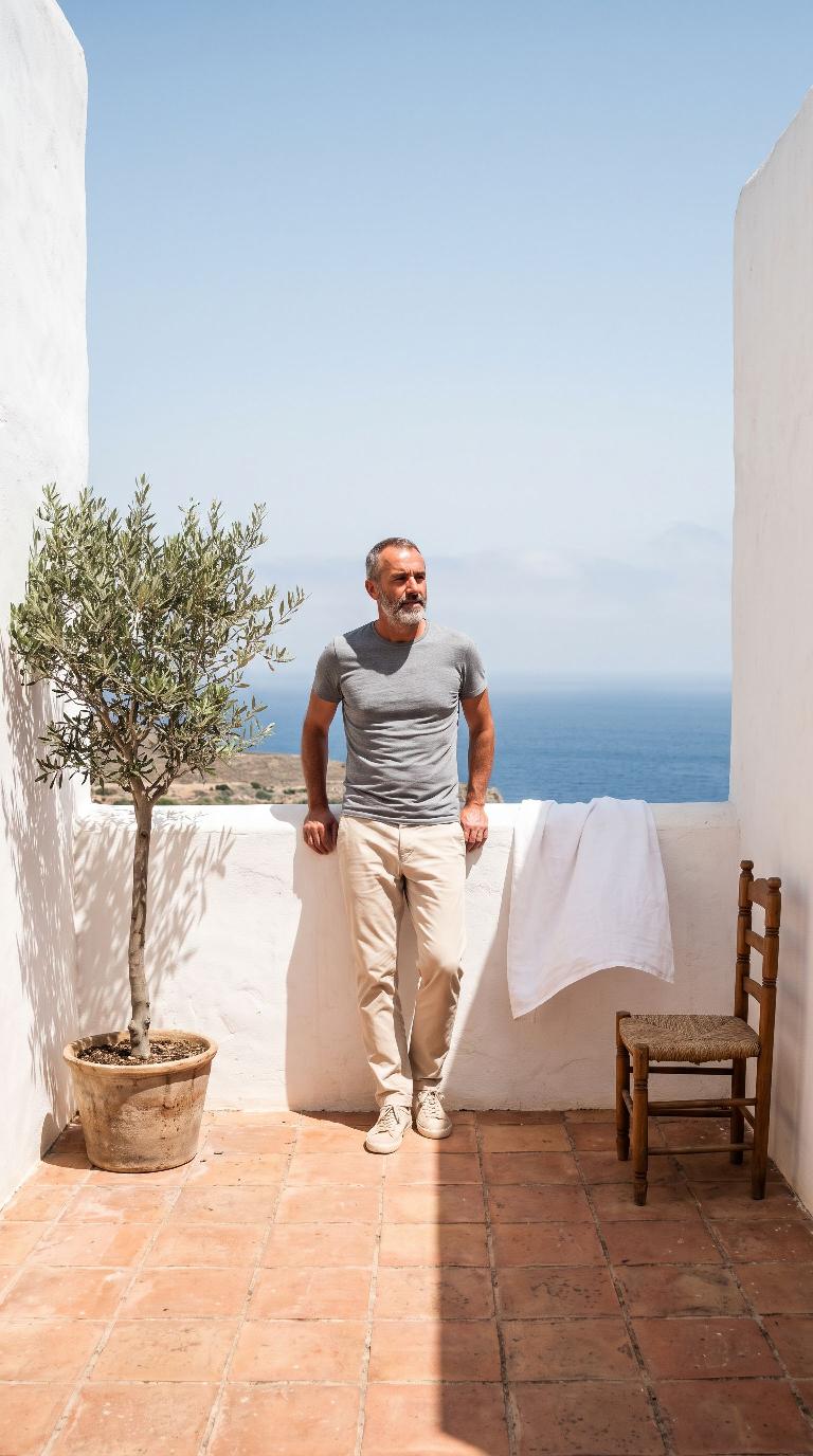Sunlit Mediterranean terrace scene