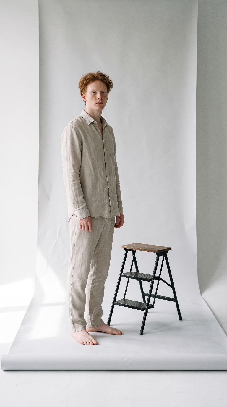 White sweep with a stool scene