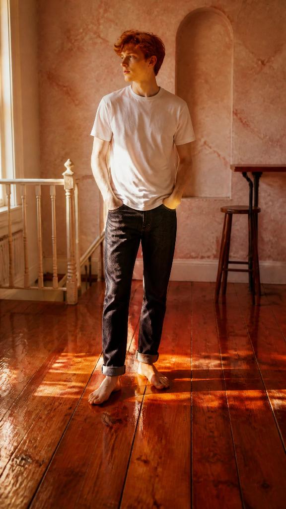 Old flat with red pine floor scene