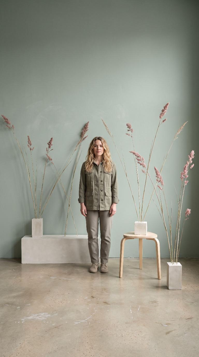 Sage studio with dried stems scene